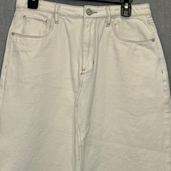 Blank NYC Ecru See You Again Denim High Rise Maxi Skirt 28 100% Cotton Slit 90s - Picture 4 of 13